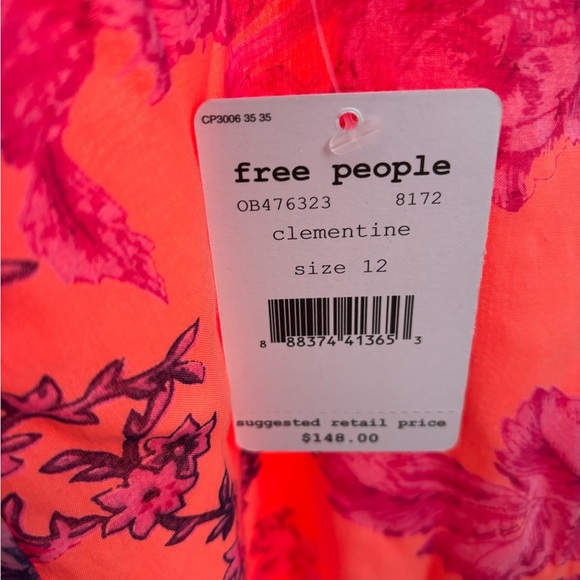 Free People Clementine Floral Maxi Dress Size 12 NWT Peach Pink Boho Open Back - Picture 2 of 6